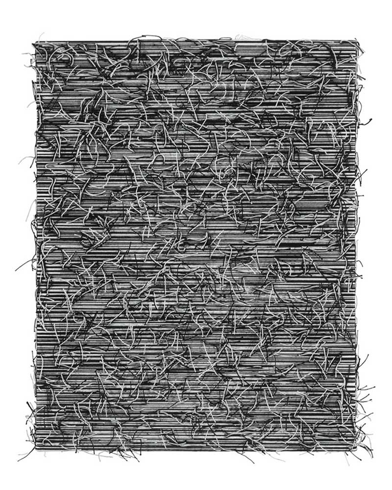 Körper · 1999 · Garn auf Nessel · 43×32×2,3 cm